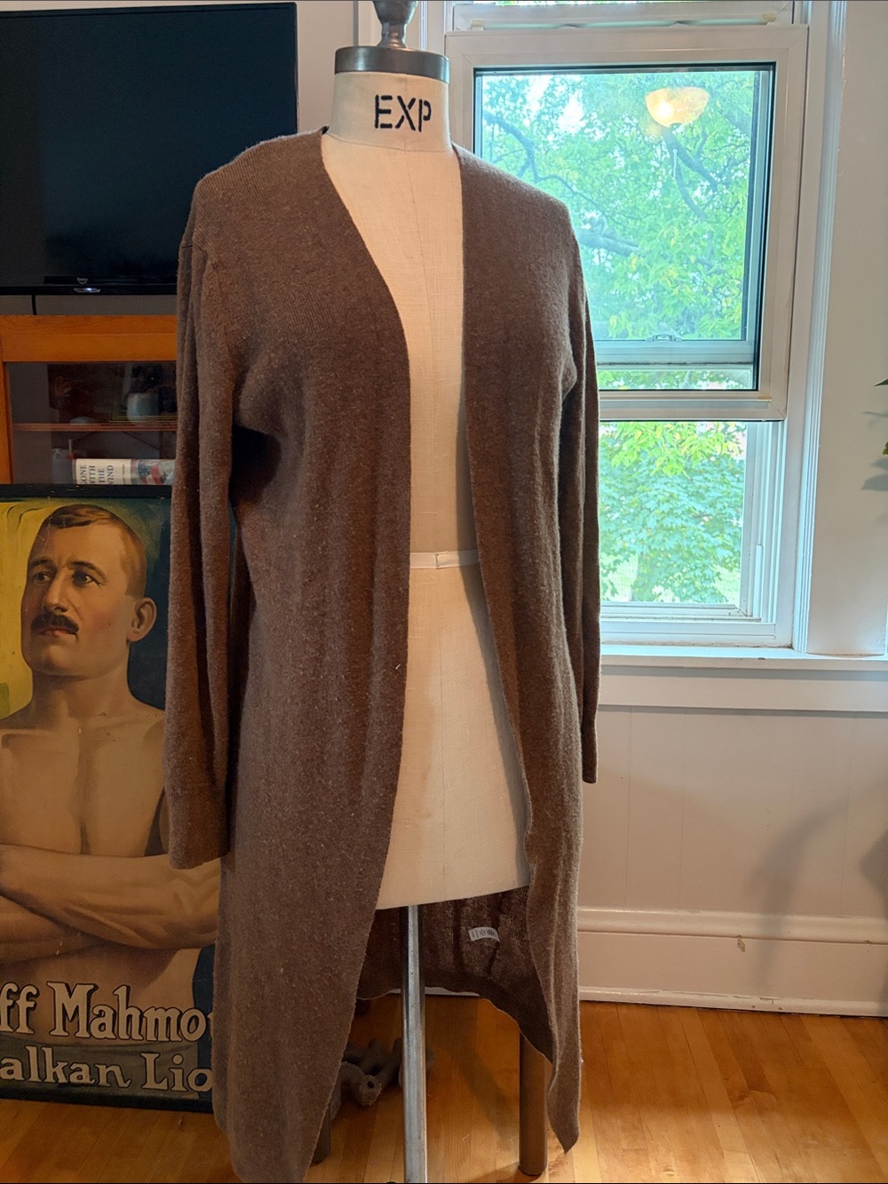 Athleta Brown cashmere Open-Front Long Women's Cardigan Sweater